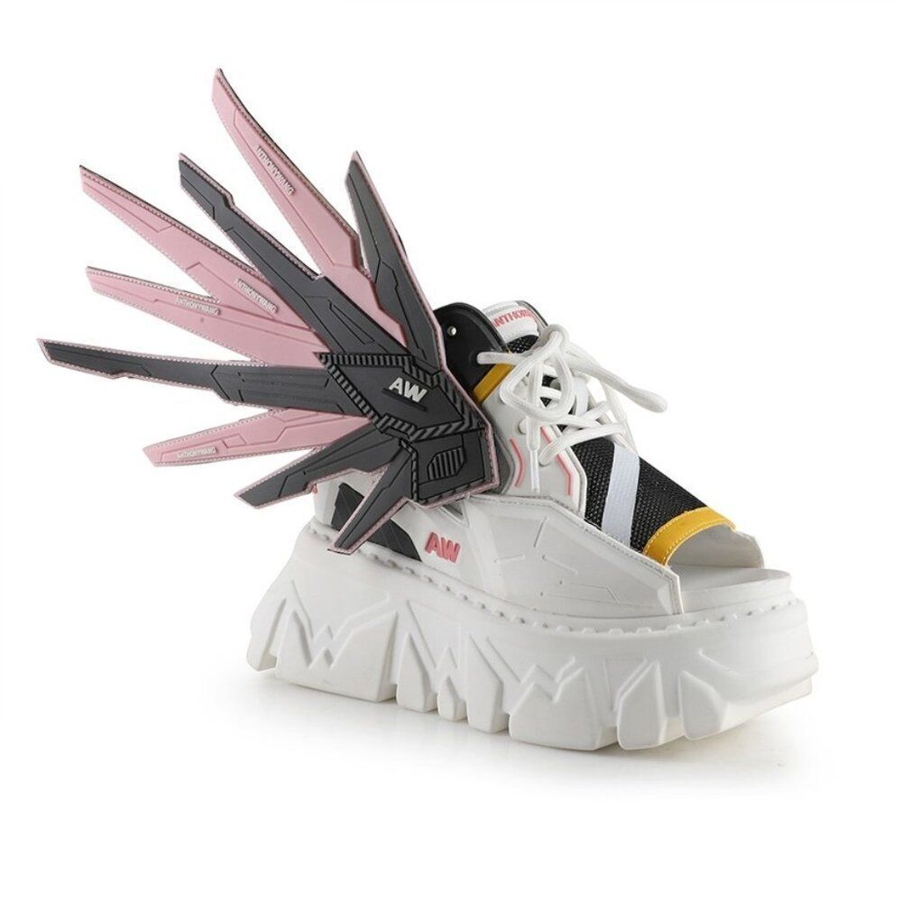 Anthony Wang White Goose Berry 01- Wedge Women's Winged Open Toe Sneakers
